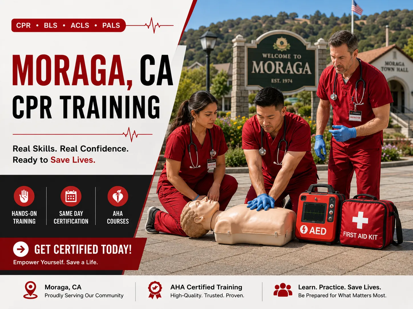 CPR, BLS, ACLS & PALS Certification Class Near Moraga, CA