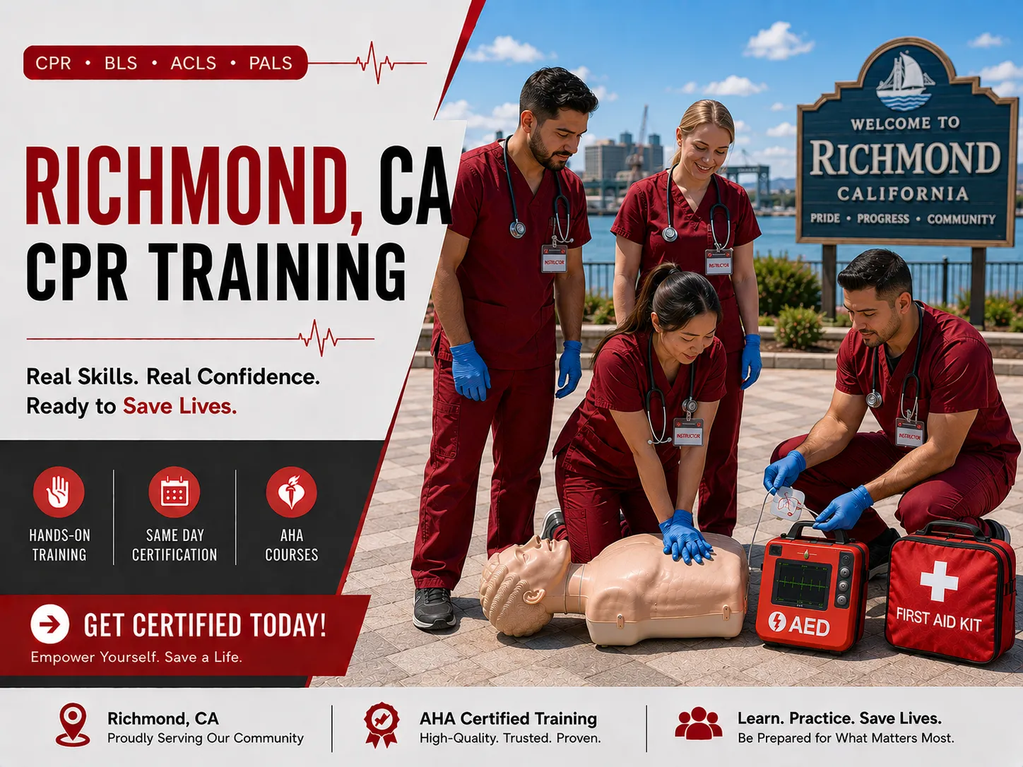 AHA-certified CPR BLS class for hospital staff in Richmond, CA