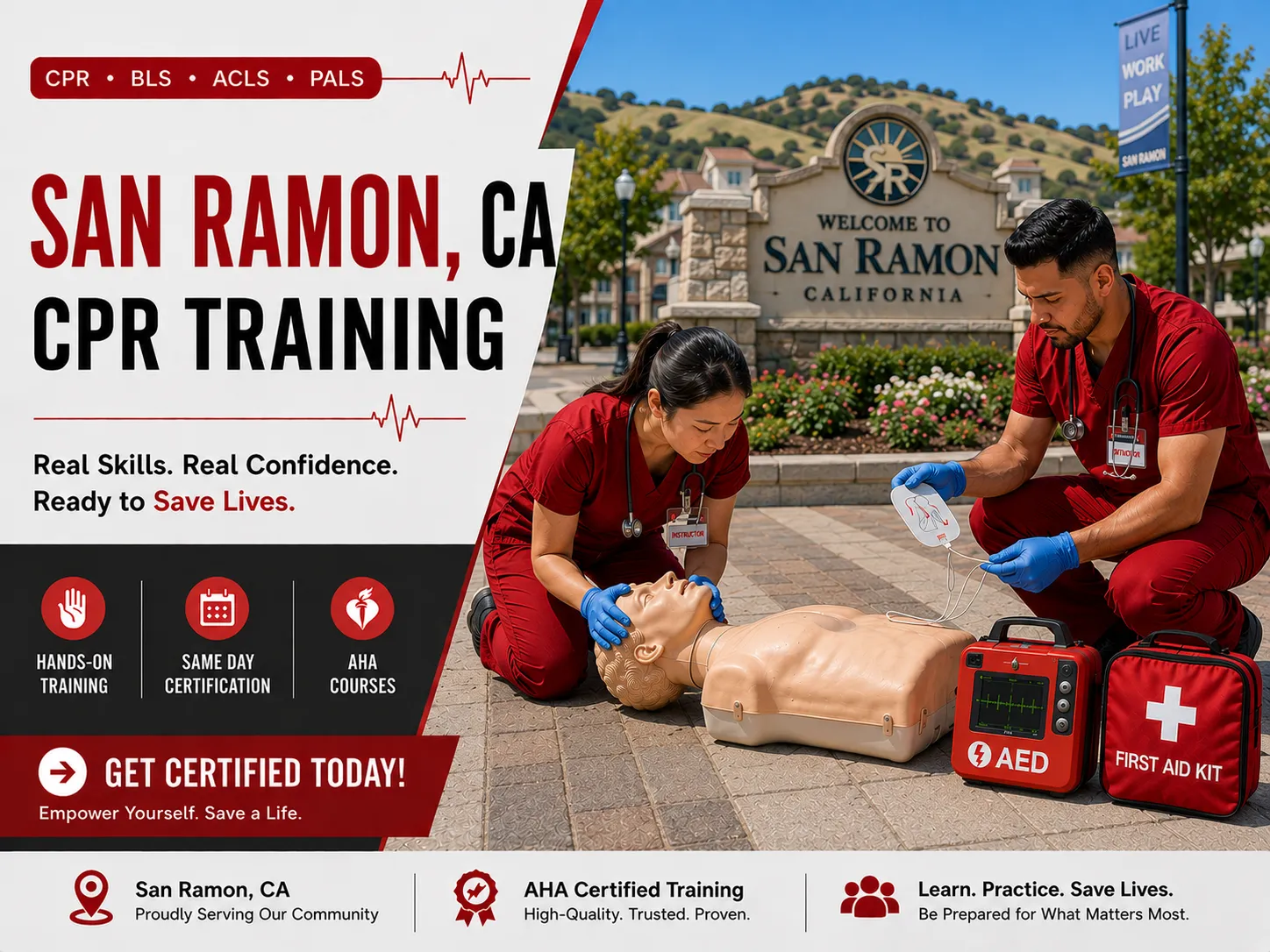BLS skills check during CPR certification class in San Ramon, CA
