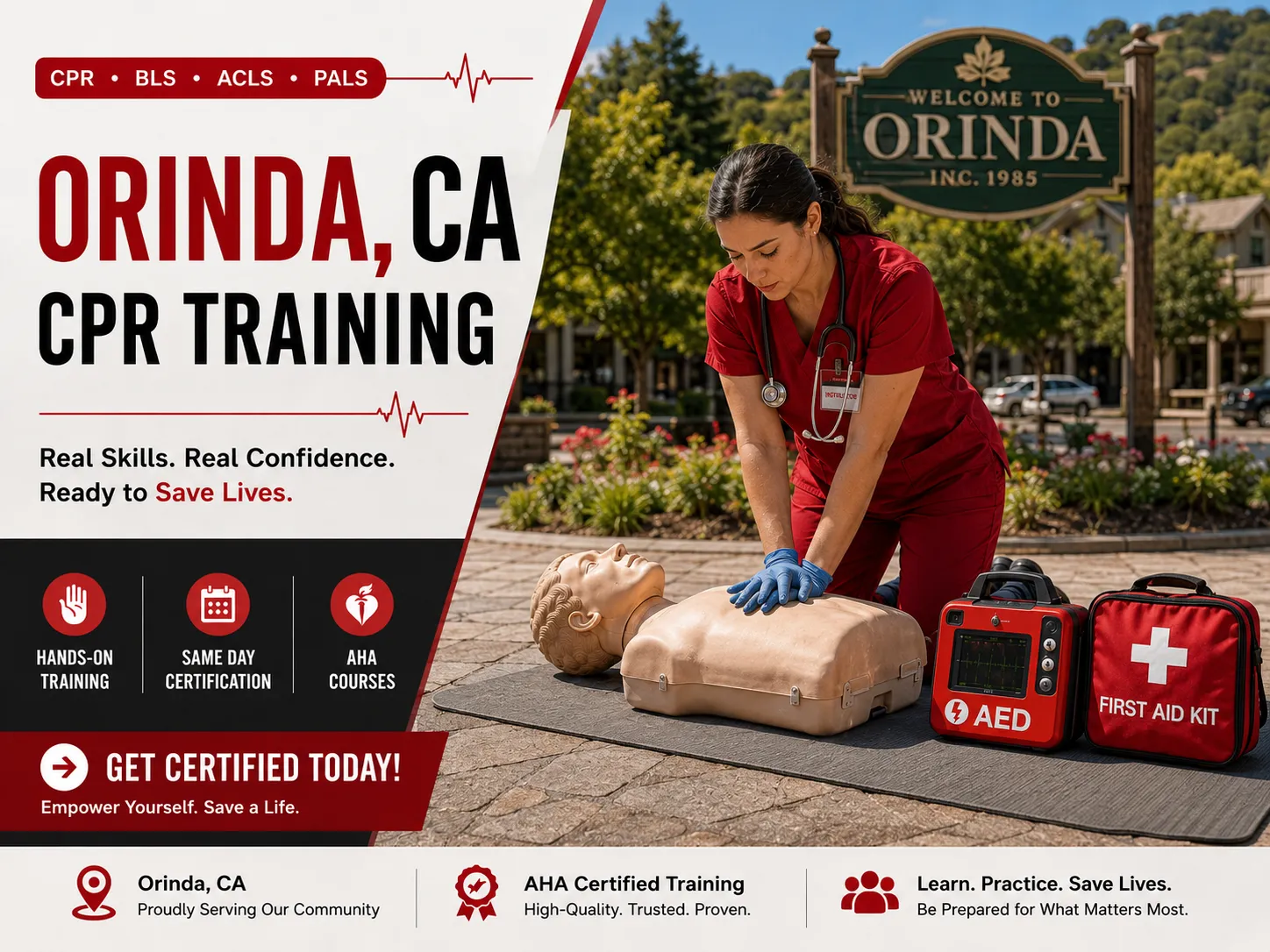 CPR and AED hands-on training in Orinda, CA – BLS certified