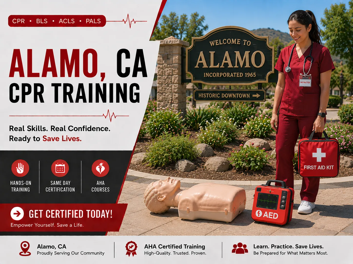 CPR compression technique training in Alamo, CA certification course