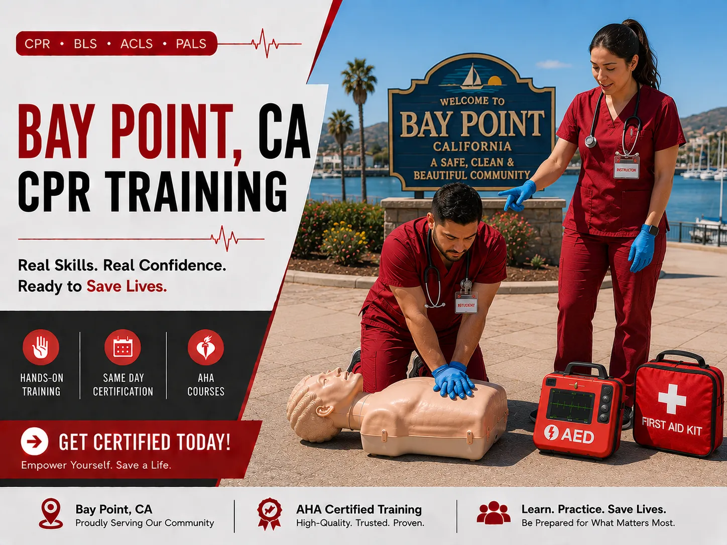 CPR training class in Bay Point, CA – BLS, ACLS & PALS certification course