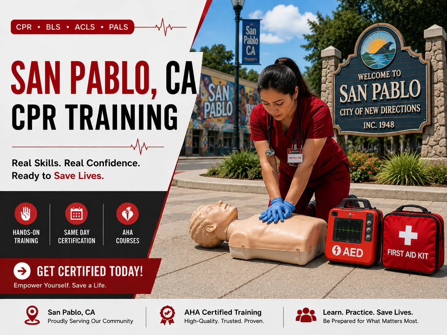 Hands-on AED and CPR training course in San Pablo, CA