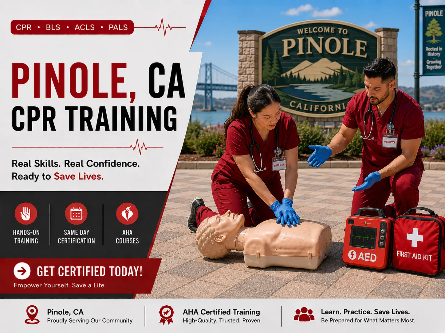 Healthcare provider CPR BLS training with mannequins in Pinole, CA