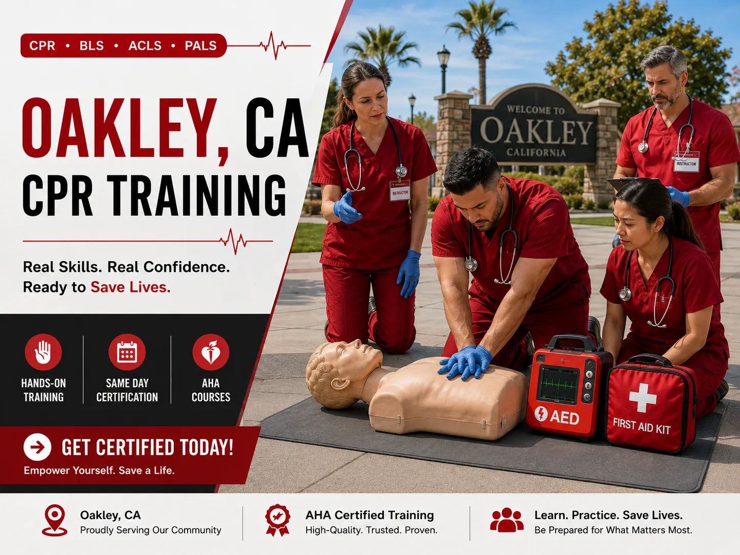 Infant and adult CPR certification class in Oakley, California