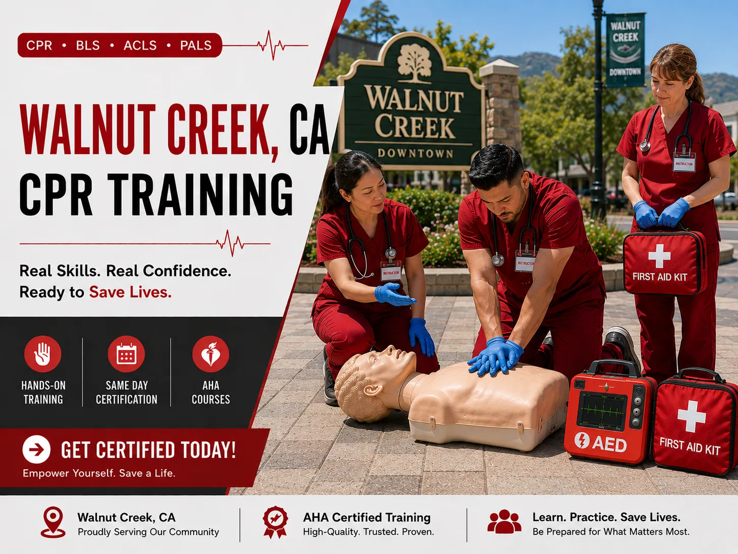 Instructor-led CPR, BLS & ACLS training in Walnut Creek, CA