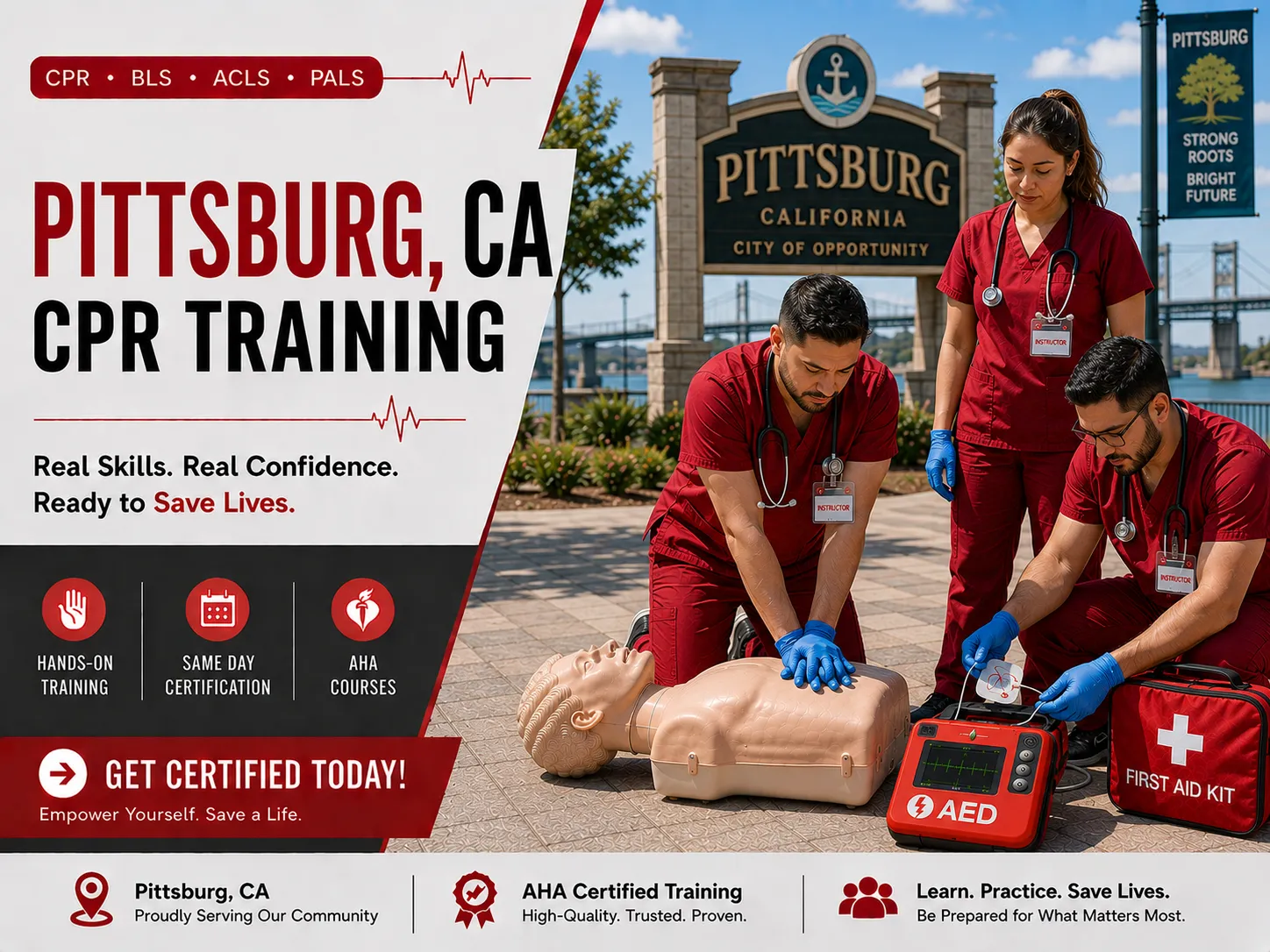 PALS and ACLS skills station practice in Pittsburg, CA